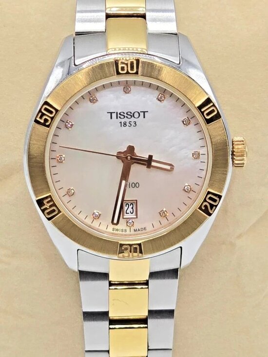 Tissot PR100 Diamond 36mm Two Tone MOP Dial Womens Watch Swiss Quartz main image 5